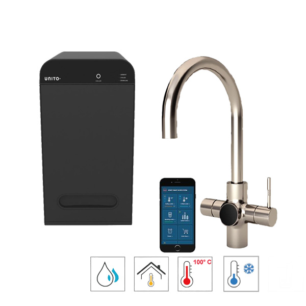 Unito 5-in-1 elements kokend water kraan orbit RVS, bekijk ons hele assortiment op kokendwaterexpert.nl
