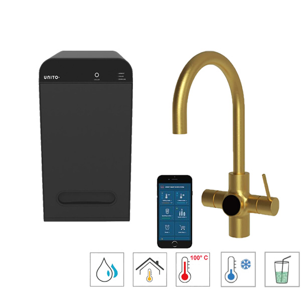 Unito kokend water kraan 6-in-1 orbit gold. Infinity C