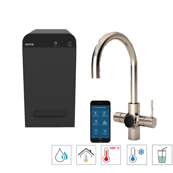 Unito Infinity RVS Orbit kokend water kraan, 6 in 1, kokendwaterexpert.nl