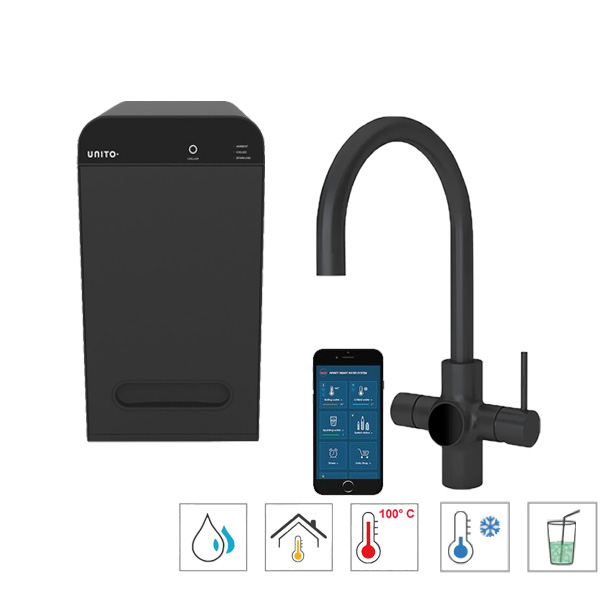 Unito Infinity kokend water kraan 6 in 1 orbit zwart