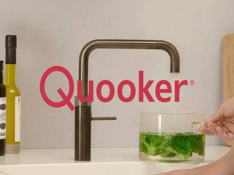 Quooker kraan met logo van Quooker